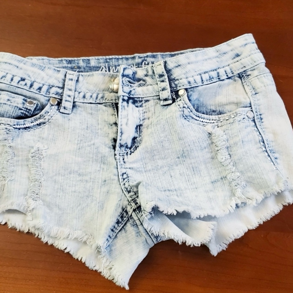 Almost Famous Light Blue Jean Shorts are a junior size 1. - Picture 5 of 10